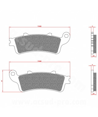 PLAQUETTE DE FREIN MAXISCOOTER BRENTA ADAPT. HONDA PANTHEON 125-150CC 1998-2006 AVANT (HOMOLOGUEE ECE R90) BR3023