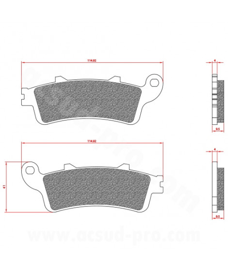 PLAQUETTE DE FREIN MAXISCOOTER BRENTA ADAPT. HONDA PANTHEON 125-150CC 1998-2006 AVANT (HOMOLOGUEE ECE R90) BR3023
