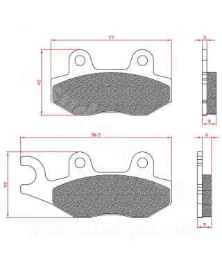 PLAQUETTE DE FREIN MAXISCOOTER BRENTA ADAPT. KYMCO AGILITY 50-125CC / TGB / KEEWAY (HOMOLOGUEE ECE R90) BR3070