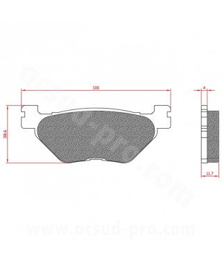 PLAQUETTE DE FREIN MAXISCOOTER BRENTA ADAPT. YAMAHA TMAX 500 2001-2003 / 530-560CC 2008-2024 ARRIERE (HOMOLOGUEE ECE R90) BR3058