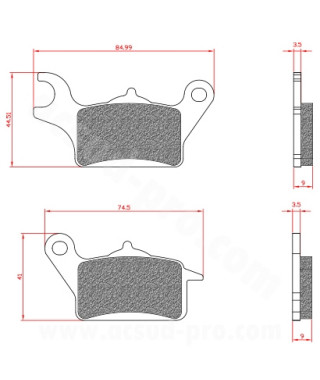 PLAQUETTE DE FREIN MAXISCOOTER BRENTA ADAPT. YAMAHA TRICITY 125-300CC AVANT DROIT (HOMOLOGUEE ECE R90) BR3179