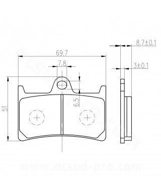 PLAQUETTE DE FREIN MAXISCOOTER RB MAX ADAPT. YAMAHA 500 TMAX 2008-2011 AV. 530 TMAX 2012 AV. 560 T-MAX 2020  AVANT