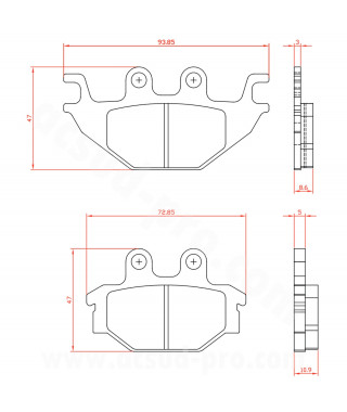 PLAQUETTE DE FREIN MOTO BRENTA ADAPT. YAMAHA 125 YZF-R125 2008 AR. 125 MT-125 2015 AR / XSR 125CC  (HOMOLOGUEE ECE R90) BR3133