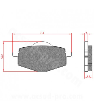PLAQUETTE DE FREIN MOTO BRENTA ADAPT. YAMAHA XPOWER / TZR50 / DT / YBR 125cc ARRIERE (HOMOLOGUEE ECE R90) BR3085