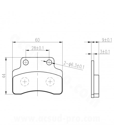 PLAQUETTE DE FREIN SCOOTER  ADAPT. TNT MOTOR / CPI / GY6 SCOOTER 2T / KEEWAY / GENERIC / PEUGEOT