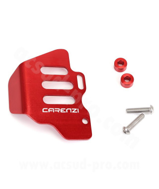 PLATINE DE PROTECTION ALU DE MAITRE CYLINDRE ARRIERE CARENZI EVO ADAPT. MECABOITE 50CC ROUGE