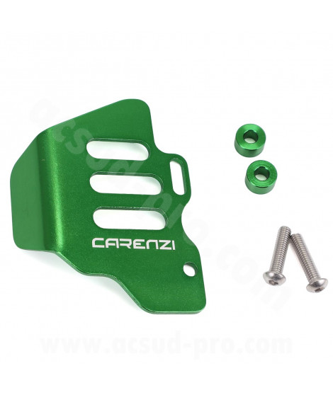 PLATINE DE PROTECTION ALU DE MAITRE CYLINDRE ARRIERE CARENZI EVO ADAPT. MECABOITE 50CC VERT
