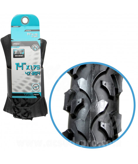 PNEU VELO 14 x 1.75 NOIR TRINGLE SOUPLE TS (47-254)