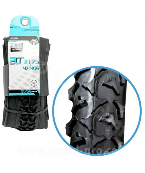 PNEU VELO 20 x 1.75 NOIR TRINGLE SOUPLE TS (47-406)