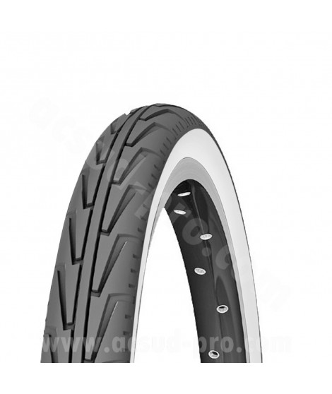 PNEU VELO 24 x 1 3/8 x 1 1/4 MICHELIN CITY J BLANC NOIR TRINGLE RIGIDE TR (32-540)