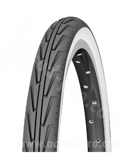 PNEU VELO 24 x 1.75 MICHELIN CITY J BLANC NOIR TRINGLE RIGIDE TR (44-507)