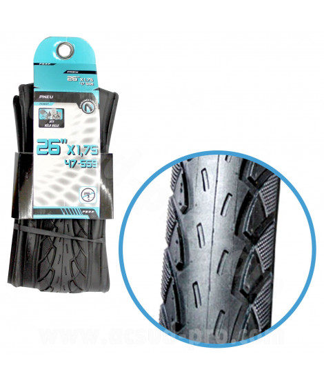 PNEU VELO 26 x 1.75 NOIR TRINGLE SOUPLE TS (47-559)