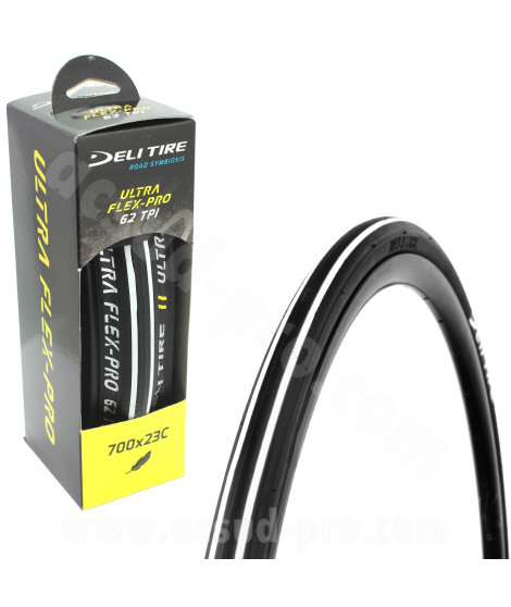 PNEU VELO 700 x 23C DELI SA-205 NOIR BLANC TRINGLE SOUPLE TS (22-622)