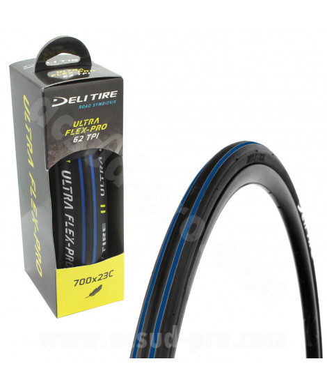 PNEU VELO 700 x 23C DELI SA-205 NOIR BLEU TRINGLE SOUPLE TS (22-622)