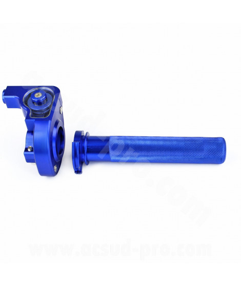 POIGNEE GAZ NOEND TIRAGE HOLORGER ALU CNC BLEU ANODISE