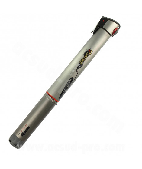 POMPE VELO MINI AIRACE DUAL JET TS (PNEU 5.5 BARS ET FOURCHE 21 BARS)  VS/VP Ø25 ANTHRACITE (LIVRE AVEC SUPPORT)