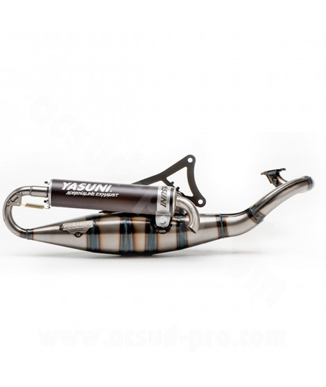 POT D'ECHAPPEMENT YASUNI SCOOT R BLACK ADAPT. MBK NITRO - MINARELLI HORIZONTAL (TUB902B)