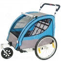 REMORQUE VELO ENFANT 2 PLACES 3 ROUES ALUMINIUM BLEU AVEC ROUE 20"