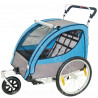REMORQUE VELO ENFANT 2 PLACES 3 ROUES ALUMINIUM BLEU AVEC ROUE 20"