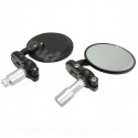 RETROVISEUR NOIR VINTAGE UNIVERSEL (FIXATION EMBOUT DE GUIDON) *