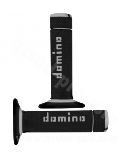 REVETEMENT POIGNEE DOMINO MOTO OFF ROAD A020 NOIR / GRIS CLOSED END 120-123mm (LA PAIRE)