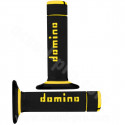 REVETEMENT POIGNEE DOMINO MOTO OFF ROAD A020 NOIR / JAUNE CLOSED END 120-123mm (LA PAIRE)