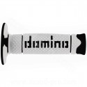 REVETEMENT POIGNEE DOMINO OFFROAD BI-COMPOSANTS BLANC / NOIR A260 CLOSED END 120mm (LA PAIRE)