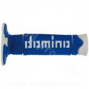 REVETEMENT POIGNEE DOMINO OFFROAD BI-COMPOSANTS BLEU / BLANC A260 CLOSED END 120mm (LA PAIRE)