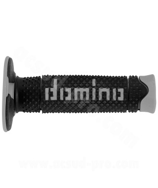 REVETEMENT POIGNEE DOMINO OFFROAD BI-COMPOSANTS NOIR / GRIS  A260 CLOSED END 120mm (LA PAIRE)