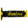 REVETEMENT POIGNEE DOMINO OFFROAD BI-COMPOSANTS NOIR / JAUNE A260 CLOSED END 120mm (LA PAIRE)
