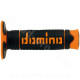 REVETEMENT POIGNEE DOMINO OFFROAD BI-COMPOSANTS NOIR / ORANGE A260 CLOSED END 120mm (LA PAIRE)