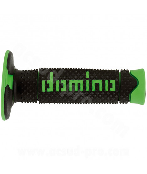 REVETEMENT POIGNEE DOMINO OFFROAD BI-COMPOSANTS NOIR / VERT A260 CLOSED END 120mm (LA PAIRE)