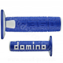 REVETEMENT POIGNEE DOMINO OFFROAD BLEU / BLANC A360 CLOSED END 120-123mm (LA PAIRE)
