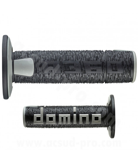 REVETEMENT POIGNEE DOMINO OFFROAD NOIR / GRIS A360 CLOSED END 120-123mm (LA PAIRE)