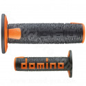 REVETEMENT POIGNEE DOMINO OFFROAD NOIR / ORANGE A360 CLOSED END 120-123mm (LA PAIRE)
