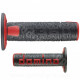 REVETEMENT POIGNEE DOMINO OFFROAD  NOIR / ROUGE A360 CLOSED END 120-123mm (LA PAIRE)