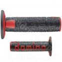 REVETEMENT POIGNEE DOMINO OFFROAD  NOIR / ROUGE A360 CLOSED END 120-123mm (LA PAIRE)