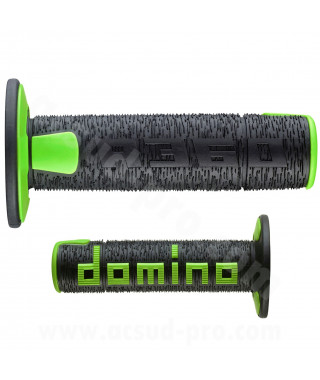 REVETEMENT POIGNEE DOMINO OFFROAD NOIR / VERT A360 CLOSED END 120-123mm (LA PAIRE)
