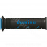 REVETEMENT POIGNEE DOMINO ROAD BI-COMPOSANTS NOIR / BLEU A250 OPEN END 120-125mm (LA PAIRE)