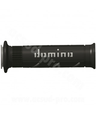REVETEMENT POIGNEE DOMINO ROAD BI-COMPOSANTS NOIR / GRIS A250 OPEN END 120-125mm (LA PAIRE)
