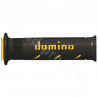 REVETEMENT POIGNEE DOMINO ROAD BI-COMPOSANTS NOIR / JAUNE A250 OPEN END 120-125mm (LA PAIRE)