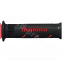 REVETEMENT POIGNEE DOMINO ROAD BI-COMPOSANTS NOIR / ROUGE A250 OPEN END 120-125mm (LA PAIRE)