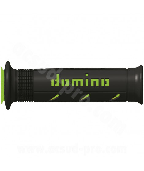 REVETEMENT POIGNEE DOMINO ROAD BI-COMPOSANTS NOIR / VERT A250 OPEN END 120-125mm (LA PAIRE)