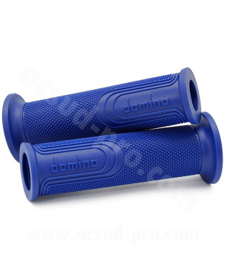 REVETEMENT POIGNEE DOMINO STYLE BLEU /  DEBOUCHE POUR EMBOUT GUIDON / L : 120mm  (LA PAIRE)