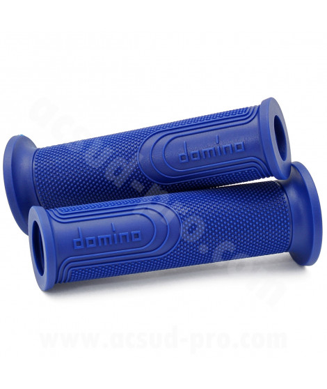 REVETEMENT POIGNEE DOMINO STYLE BLEU /  DEBOUCHE POUR EMBOUT GUIDON / L : 120mm  (LA PAIRE)