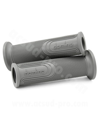 REVETEMENT POIGNEE DOMINO STYLE GRIS / DEBOUCHE POUR EMBOUT GUIDON / L : 120mm (LA PAIRE)