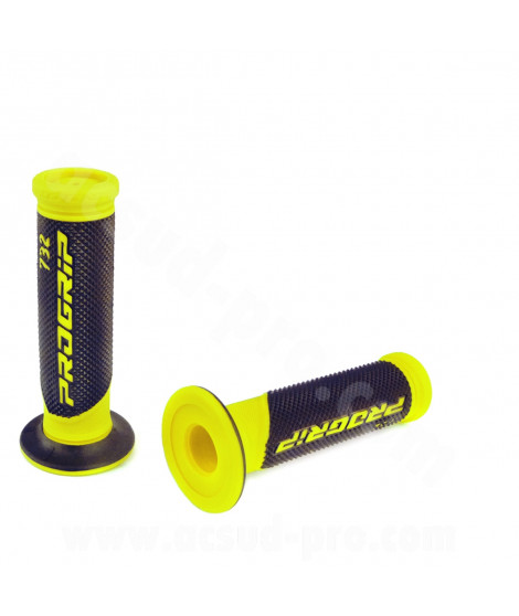 REVETEMENT POIGNEE PROGRIP 732 JAUNE FLUO / NOIR CLOSED END 125mm (LA PAIRE)