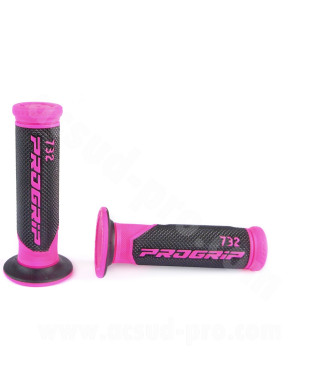 REVETEMENT POIGNEE PROGRIP 732 ROSE FLUO / NOIR CLOSED END 125mm (LA PAIRE)