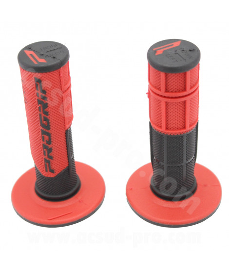 REVETEMENT POIGNEE PROGRIP 801 NOIR / ROUGE CLOSED END 115mm (CROSS/MX) (LA PAIRE)