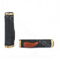 REVETEMENT POIGNEE VELO CITY LOCK-ON CUIR VERITABLE NOIR OR (LA PAIRE)